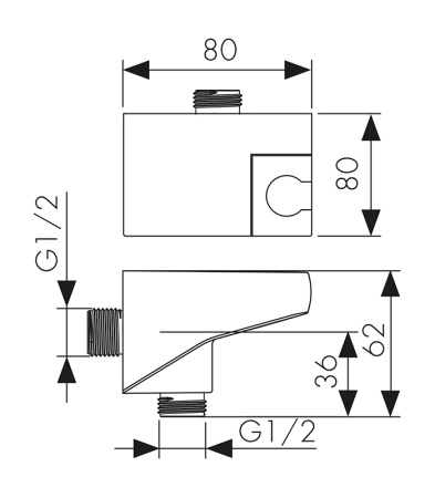 0161 Настенное подключение шланга KAISER с поворотным держателем для лейки